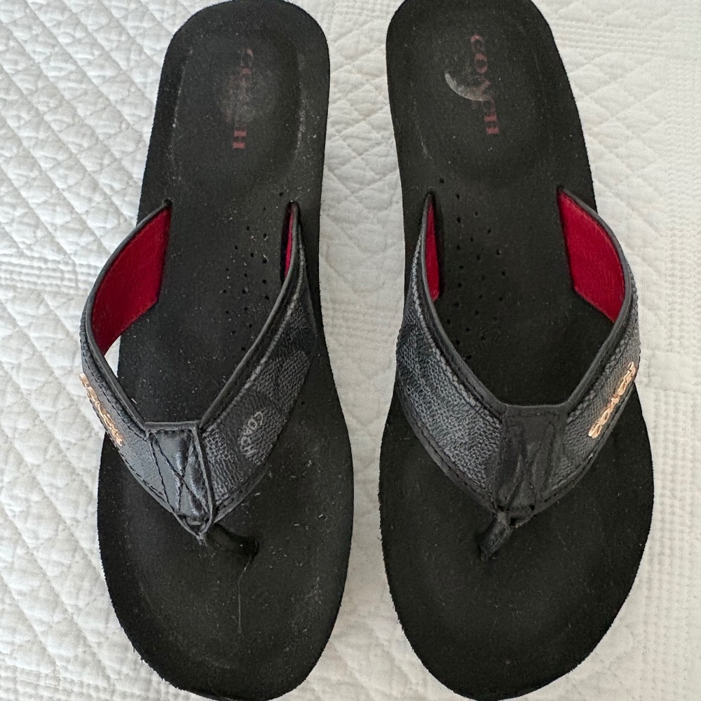 COACH platform leather sandals🖤
